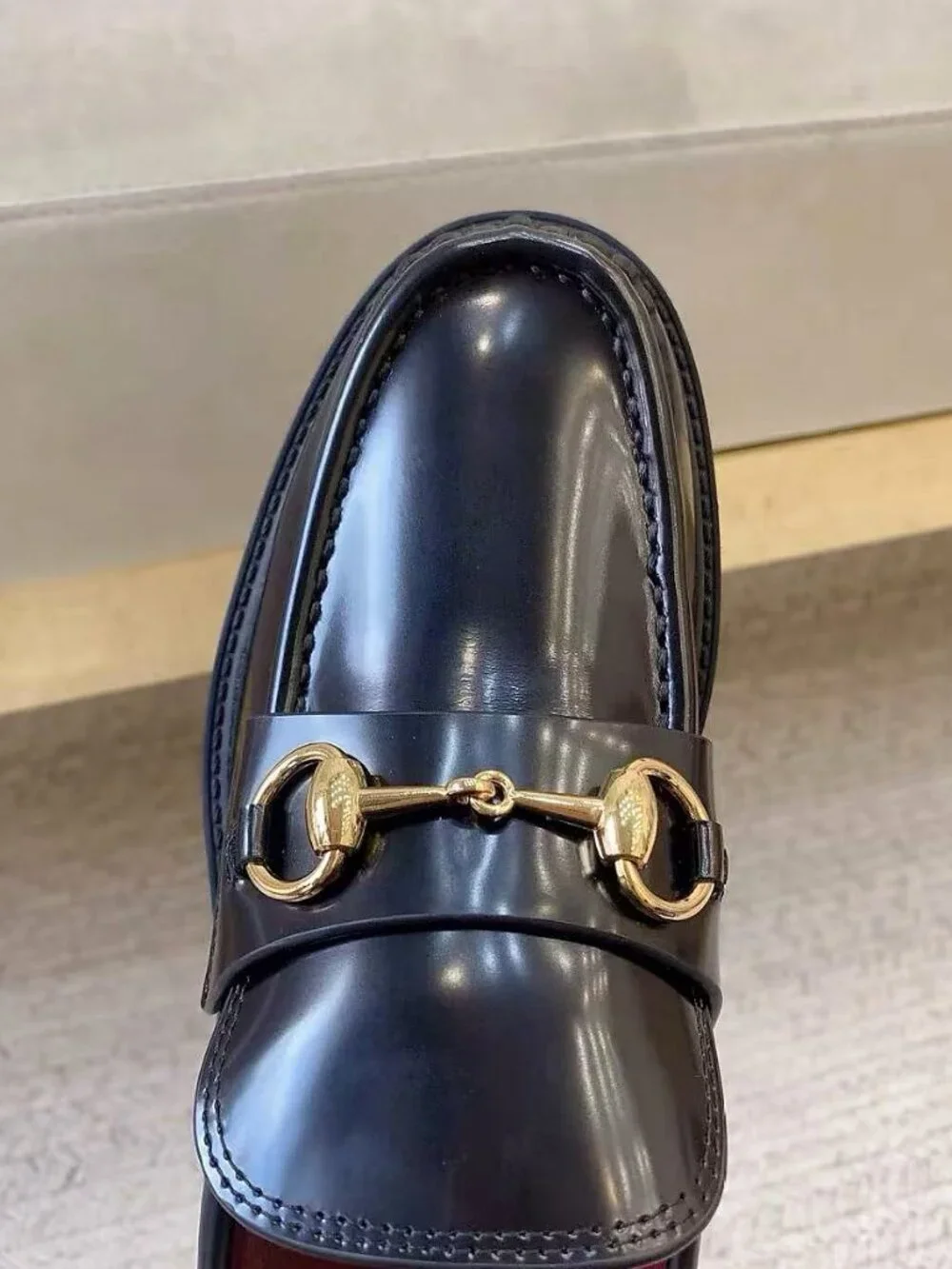 Gucci Horsebit Polished Leather Loafers
